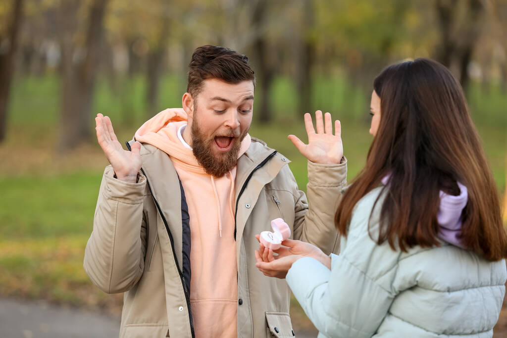 Young woman proposing