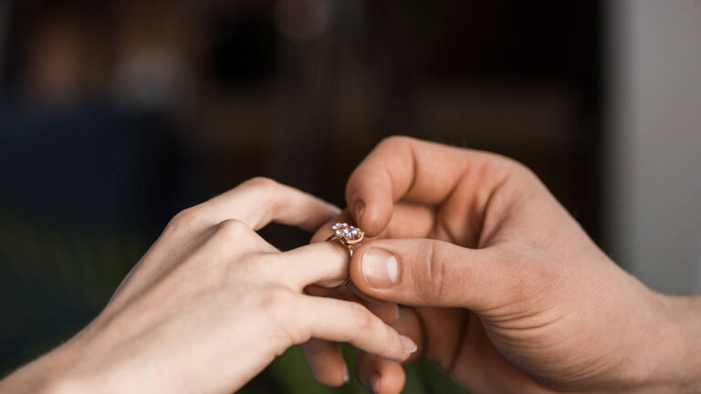 Diamond engagement ring.