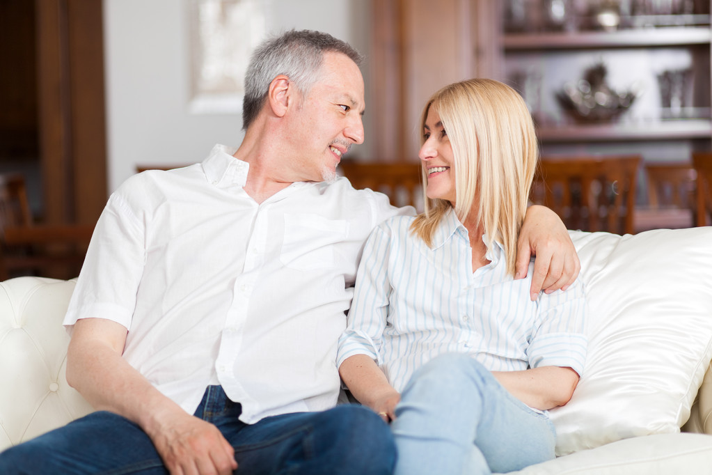 happy mature couple talking