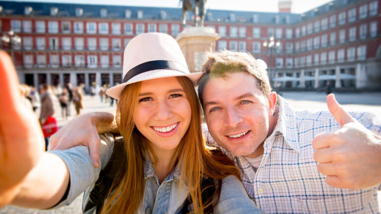 tourist couple visiting Europe