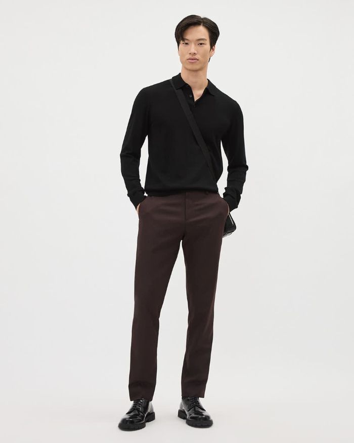 Long-Sleeve Merino-Wool Polo 